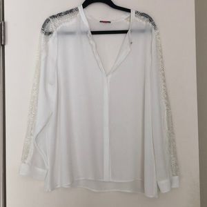 Vince Camuto White Lace Sleeve Blouse